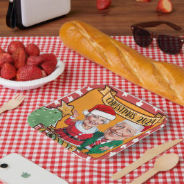 陽気な赤と金ゴールドの風刺夫婦 ペーパープレート