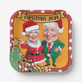 陽気な赤と金ゴールドの風刺夫婦 ペーパープレート (正面)