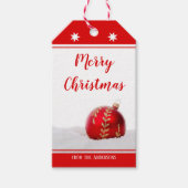 陽気な赤白聖降誕祭お祝いラベル ギフトタグ (正面)