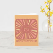 陽気な輝きの太陽 HAPPY NEW YEAR オーダーメイド カード (黄色い花)