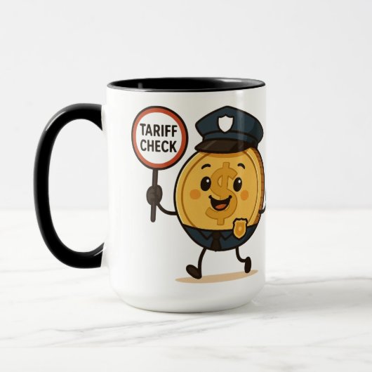 陽気な金ゴールド漫画ドルコイン関税小切手 マグカップ (左)