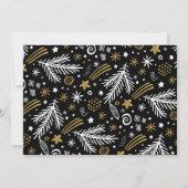 陽気な金ゴールド白黒パインズクリスマス2の写真 招待状 (裏面)