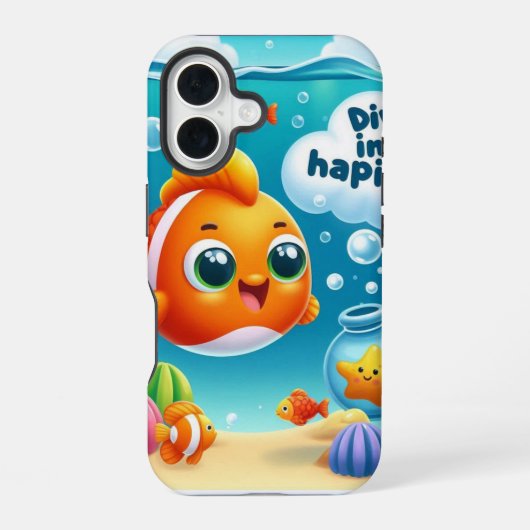 陽気な金魚 iPhone 16ケース (裏面)