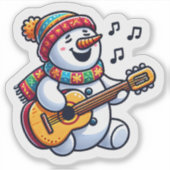 陽気な雪だるまがクリスマスソングを歌う シール (正面)