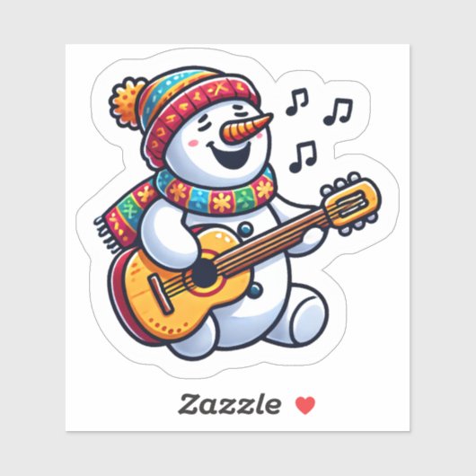 陽気な雪だるまがクリスマスソングを歌う シール (シート)