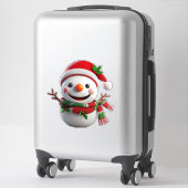 陽気な雪だるまとサンタハット シール (スーツケース)