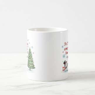 陽気な雪だるまと松のクリスマスおめでとう コーヒーマグカップ