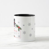 陽気な雪だるまのクリスマス&新年のご挨拶 マグカップ (中央)