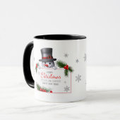 陽気な雪だるまのクリスマス&新年のご挨拶 マグカップ (正面左)