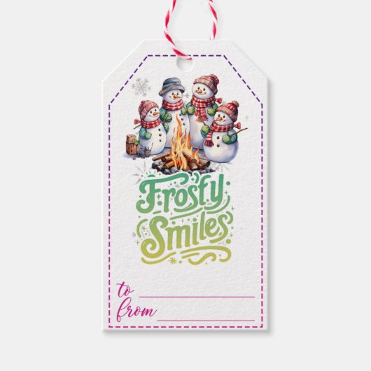 陽気な雪だるまギフトラベル ギフトタグ (正面)