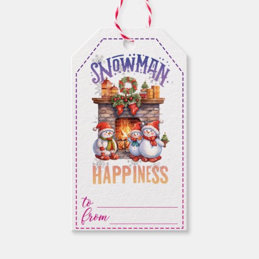 陽気な雪だるまギフトラベルfor休日 ギフトタグ (正面)