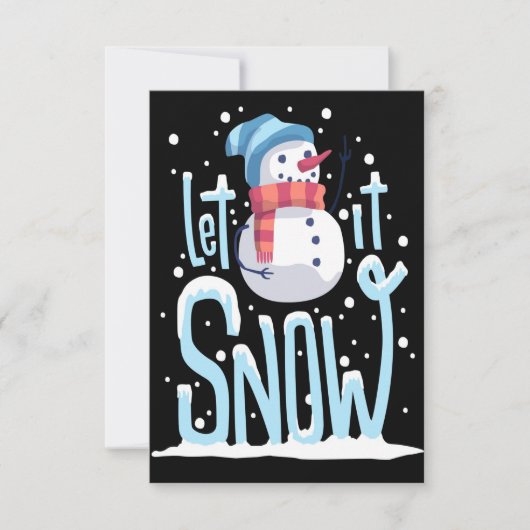 陽気な雪だるまクリスマスカード サンキューカード (正面)