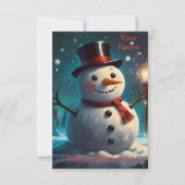 陽気な雪だるまクリスマスカード – フェスティバルカード。 サンキューカード (正面)