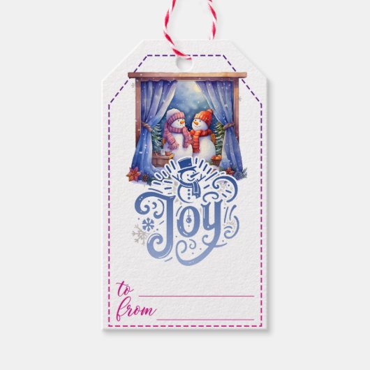 陽気な雪だるまクリスマスギフトタグ ギフトタグ (正面)