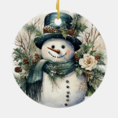 陽気な雪だるまクリスマス セラミックオーナメント (裏面)