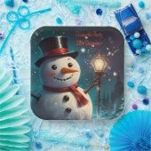 陽気な雪だるまパーティの招待状-フェスティバルカード。 ペーパープレート (パーティー)