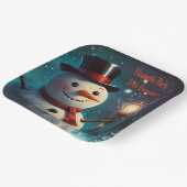 陽気な雪だるまパーティの招待状-フェスティバルカード。 ペーパープレート (傾斜あり)