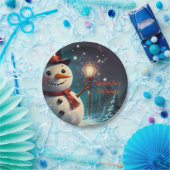 陽気な雪だるまパーティの招待状-フェスティバルカード。 ペーパープレート (パーティー)