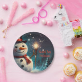 陽気な雪だるまパーティの招待状-フェスティバルカード。 ペーパープレート (パーティー)