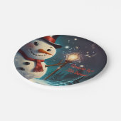 陽気な雪だるまパーティの招待状-フェスティバルカード。 ペーパープレート (アングル)