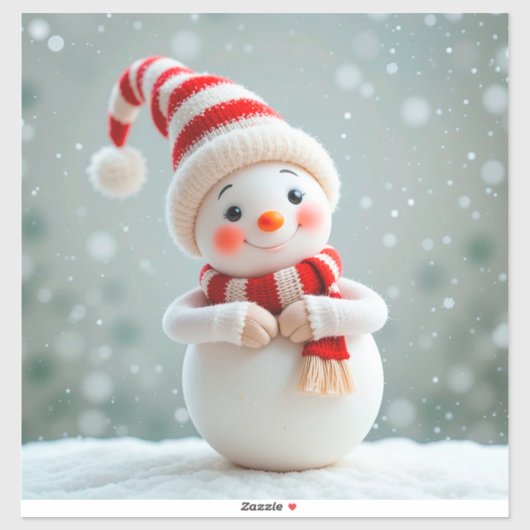 陽気な雪だるまフィギュアとホリデーハット シール (シート)