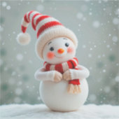 陽気な雪だるまフィギュアとホリデーハット シール (正面)