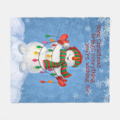 陽気な雪だるまホールディングライトオンスノーフレーク フリースブランケット (正面(横))