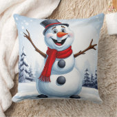 陽気な雪だるま クッション (ブランケット)