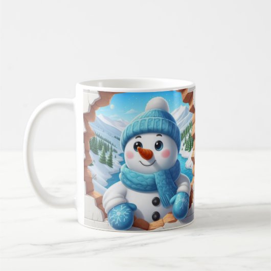 陽気な雪だるま コーヒーマグカップ (左)