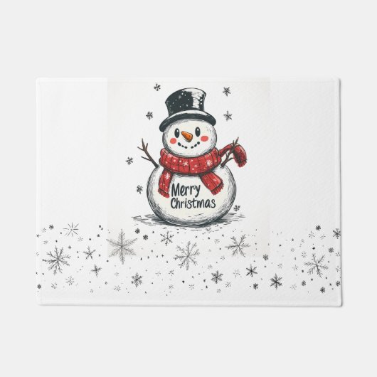 陽気な雪だるま「メリークリスマス」の形式 ドアマット (正面)