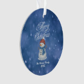 陽気な雪だるま メリークリスマス オーナメント (正面)