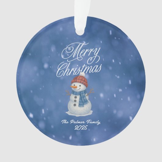 陽気な雪だるま メリークリスマス オーナメント (正面)