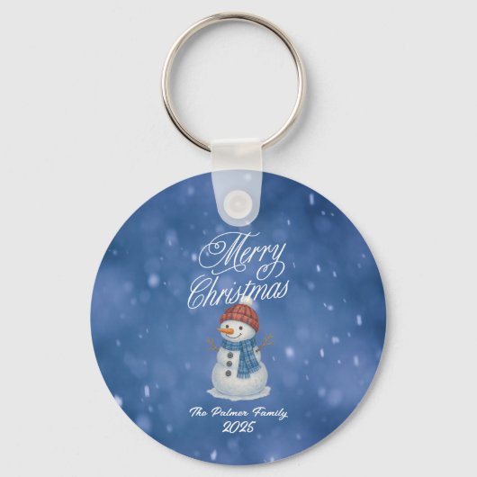 陽気な雪だるま メリークリスマス キーホルダー (正面)