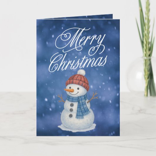陽気な雪だるま メリークリスマス シーズンカード (正面)