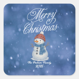陽気な雪だるま メリークリスマス スクエアシール
