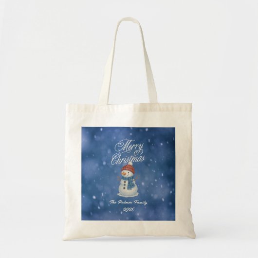 陽気な雪だるま メリークリスマス トートバッグ (正面)