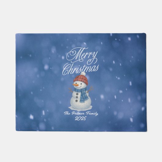 陽気な雪だるま メリークリスマス ドアマット (正面)