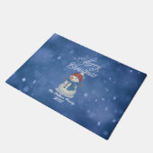 陽気な雪だるま メリークリスマス ドアマット (アングル)