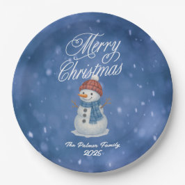 陽気な雪だるま メリークリスマス ペーパープレート