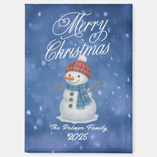 陽気な雪だるま メリークリスマス マグネット (正面)