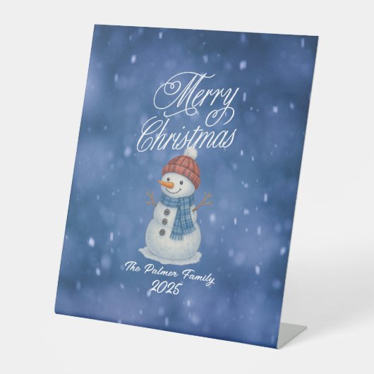 陽気な雪だるま メリークリスマス 台座サイン (正面)