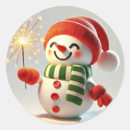 陽気な雪だるま ラウンドシール