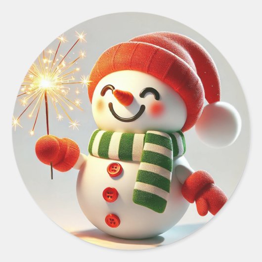 陽気な雪だるま ラウンドシール (正面)