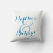 陽気な青い私を堅いパーソナライズ握ります クッション (裏面)