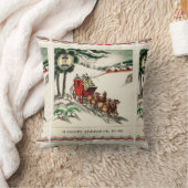 陽気な馬と馬車のクリスマス クッション (ブランケット)