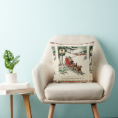 陽気な馬と馬車のクリスマス クッション (椅子)