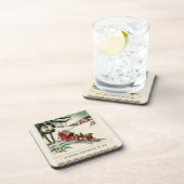 陽気な馬と馬車のクリスマス コースター (右側)