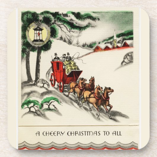 陽気な馬と馬車のクリスマス コースター (正面)