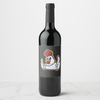 陽気な鶏のクラッキー ワインラベル