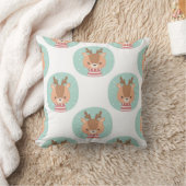 陽気な鹿のポートレート模様 クッション (ブランケット)